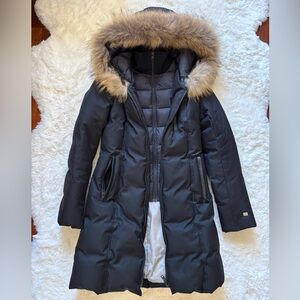 Soia & Kyo Black Puffer Coat with Fur Trim
